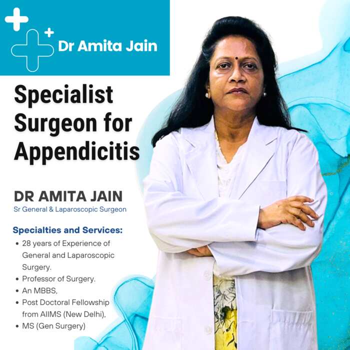 Dr Amita Jain best surgeon for appendix removal Dr Amita Jain Leading laparoscopic Surgeon in Delhi
